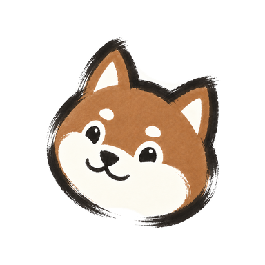アプリと同じ筆のタッチで描かれたChikoの柴犬